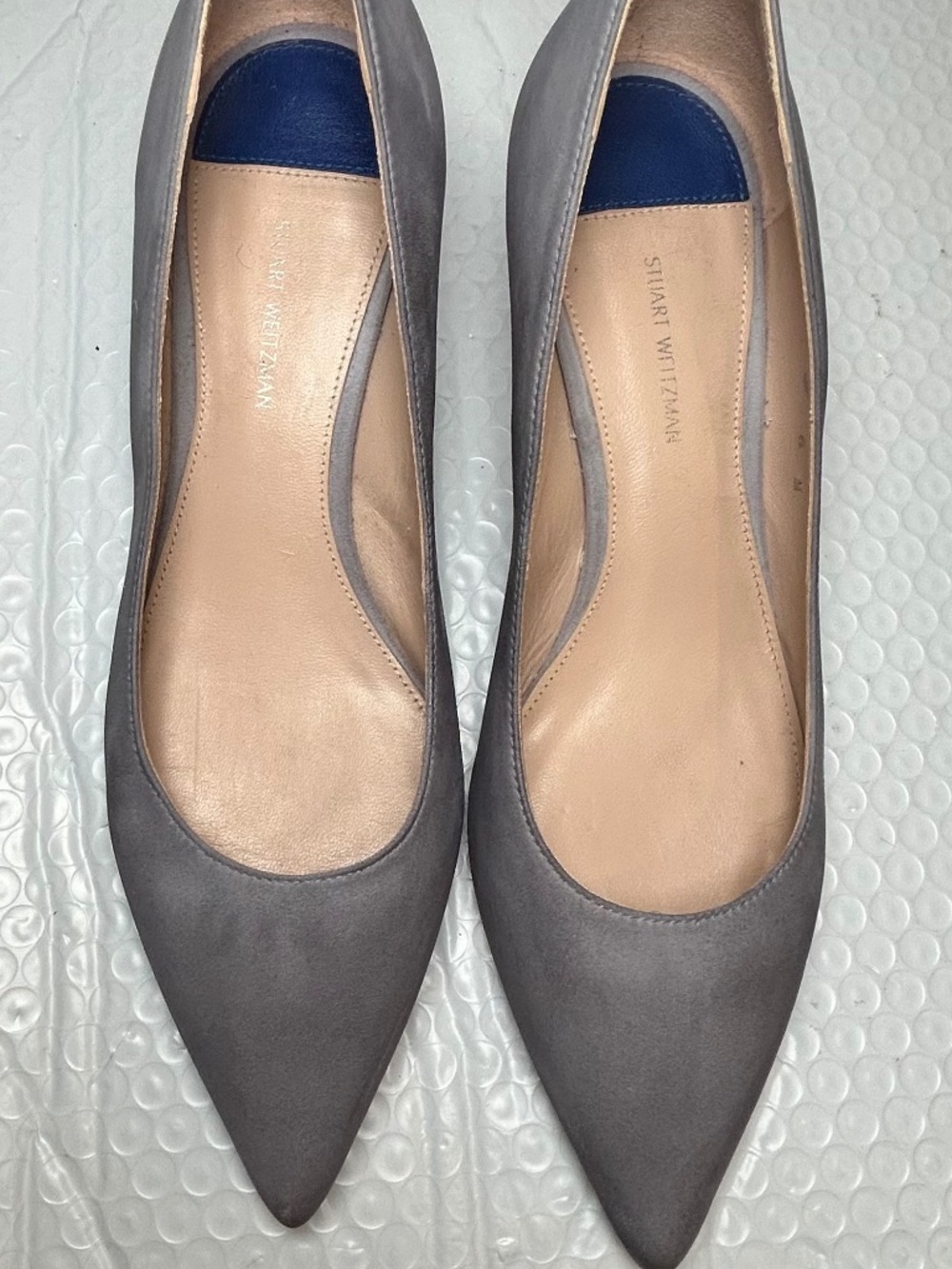 Stuart Weitzman Grey Sky Blue Suede Leather Pumps Women Classic Heels Size 6